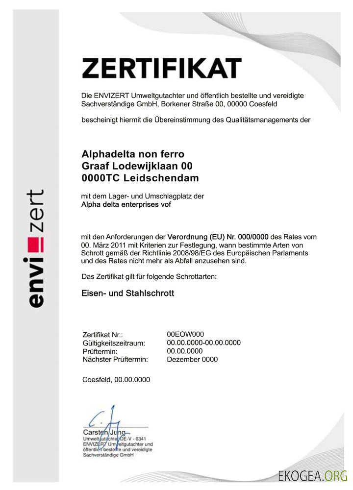 Allemagne Envizert GmbH zertifikat certificat PSD